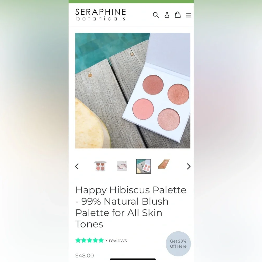 SERAPHINE BOTANICALS Happy Hibiscus Blush + Contour Palette 4 Shades